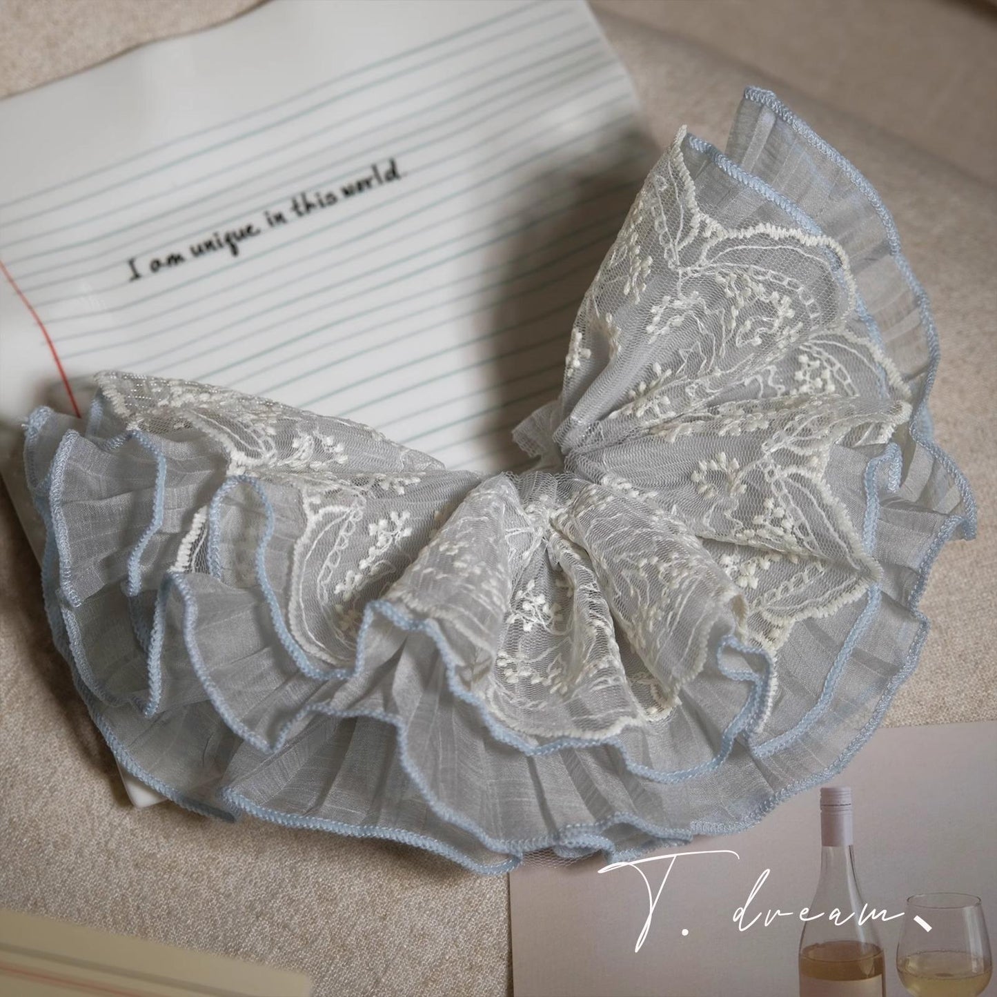 &lt;Dreamland&gt; Sheer Lace Hair Tie Ins Hair Accessories for Women Bun French Retro Hair Rope Hair Ornament Hair Flower