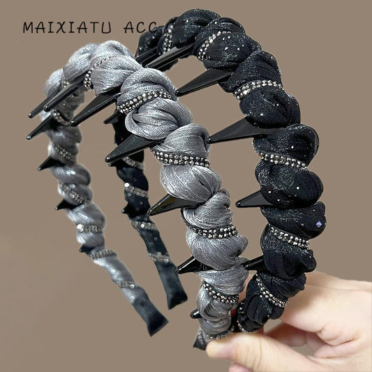Versatile Gentle Fluffy Hairband for Women 2025 New High Skull Top Face Slimming Headband Tooth Comb Hair Clip