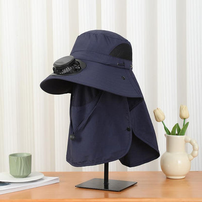 Summer Wide Brim Solar Rechargeable Fan Hat for Adults Outdoor Men and Women Garden Fishing Sunshade Face Protection