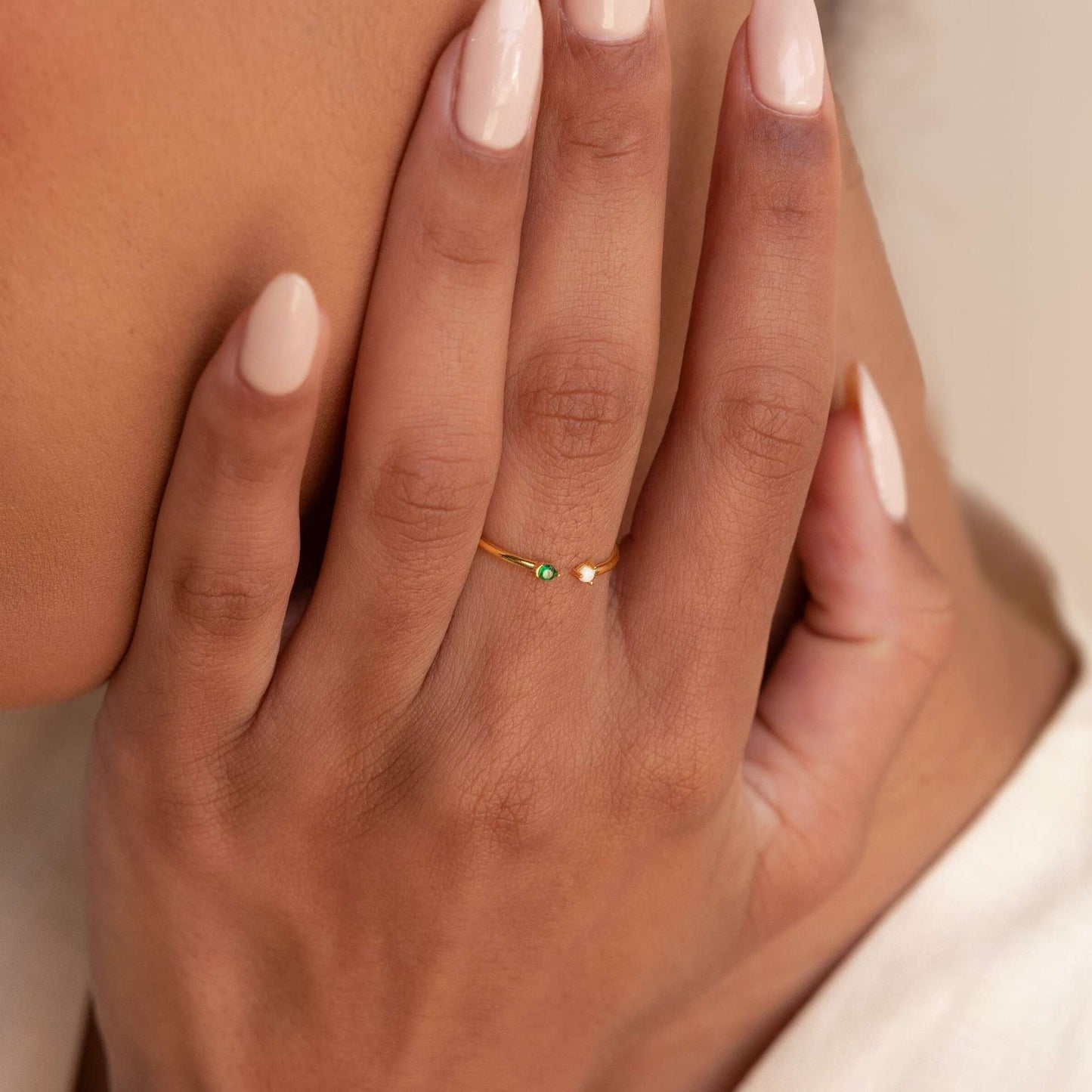 Titanium Steel Color-Retaining Natural Opal Color Zircon December Birthstone Ring Plain Band December Birthstone Plated with 18K Gold