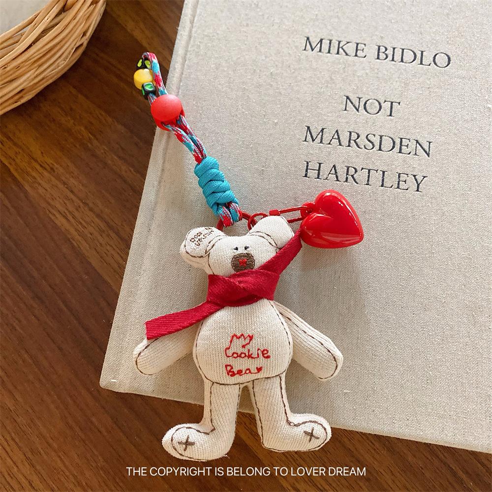 New Cartoon Doll Heart-shaped Lanyard Hanging Ornament Sweet Cute Keychain Bag Pendant Adjustable Lanyard