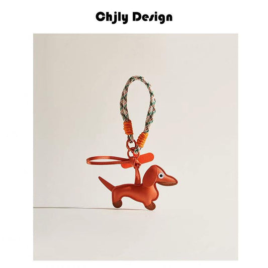 Woven Anti-Lost Short Rope Dachshund Dog Bag Pendant Phone Lanyard Car Keychain Little Pegasus Pendant