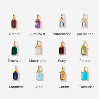 Titanium Steel Necklace Rectangular December Birthstone Pendant Colorful Zircon Clavicle Chain for Women Color Retention 18K Gold Plated Color Retention