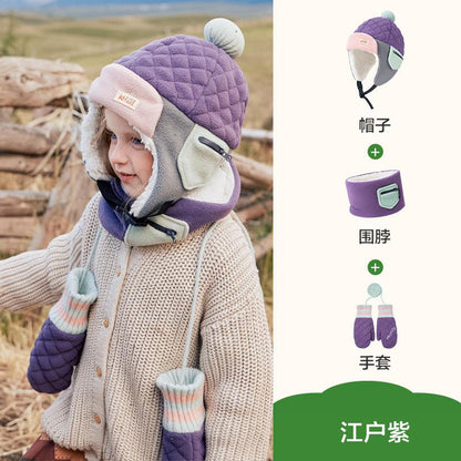 Fluffy Ear Protection Hat Children's Hat Autumn Winter Style Baby Lei Feng Hat Warm Anti-Static Boys Girls Class A