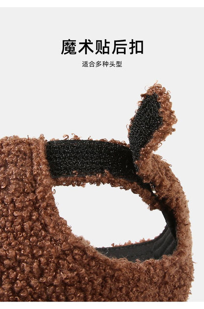 Lightweight Lamb Wool Hat for Men and Women, Autumn and Winter Korean Style Trendy Versatile Baseball Cap, Outdoor Windproof Warm Solid Color Hat
