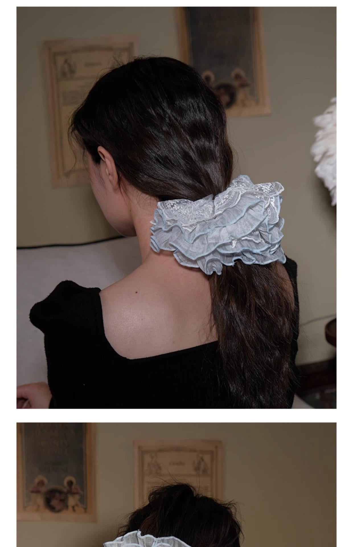 &lt;Dreamland&gt; Sheer Lace Hair Tie Ins Hair Accessories for Women Bun French Retro Hair Rope Hair Ornament Hair Flower