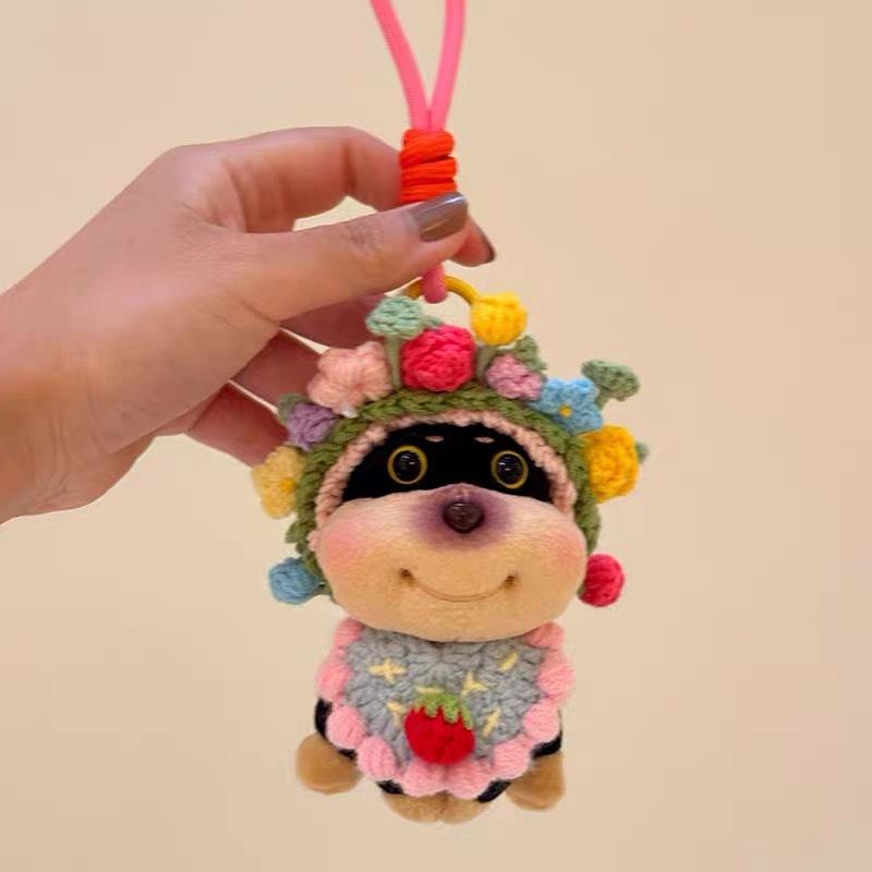 Bee Puppy Backpack with Hat Plush Doll Pendant Bag Pendant Bag Decoration Couple Funny Keychain Doll