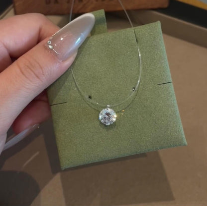 Mermaid Tears Necklace Ladies New Moissanite Invisible Fishing Line Minority All-Match Sterling Silver Clavicle Chain