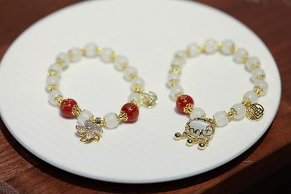 Wealth and Peace Windmill Lock Stress Relief Glass Old Xing Bucket Bead Bracelet Glass Bead Bracelet for Friends