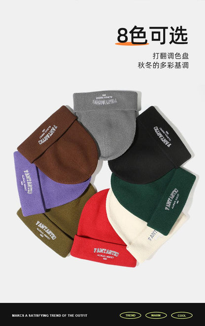 Autumn Winter Knitted Hat for Women Korean Version Large Head Circumference Fashionable Cold Hat for Men Trendy Woolen Hat Couple Matching Style