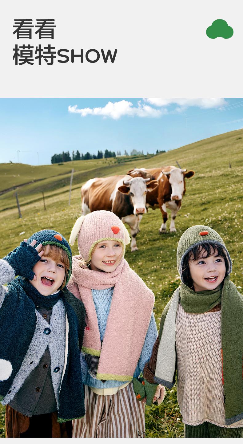 Baby Hat Autumn Winter Children Knitted Hat Ear Protection Baby Cute Girl Scarf Gloves Boy New Style