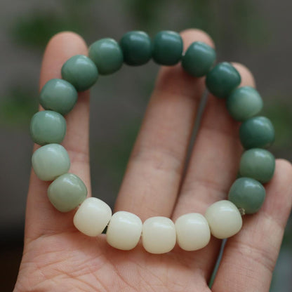 Hainan White Jade Bodhi Single Circle 8*10mm Bracelet Couple Style Buddhist Bead Bracelet Jewelry