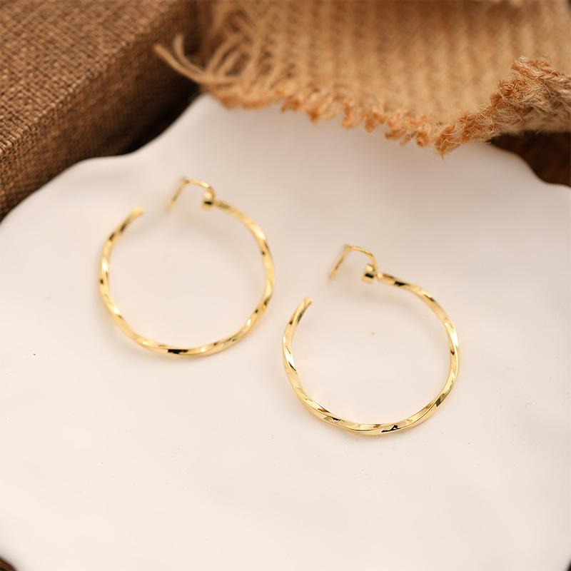 Minimalist Style Large Plain Hoop Light Luxury Ear Clips No Piercing Elegant European and American Metal High-end Design Versatile Earrings for Women Trendy