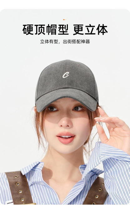 Spring Summer Hat Women Outdoor Sun Protection Baseball Cap Men Original Retro Embroidery Face Slimming Duckbill Cap