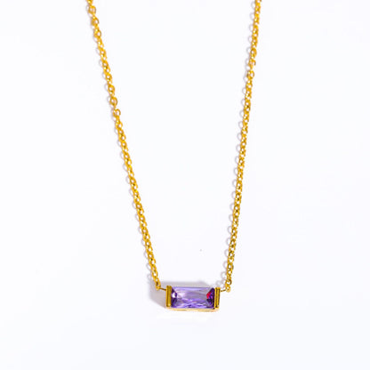 Titanium Steel Birthstone 12 Birthstone Zircon Necklace Monthly Stone Women High Color Retention Ins Necklace