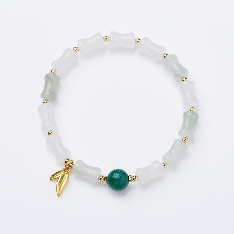 Natural Tianshan Jade Bamboo Knot Bracelet for Women Wallet Drum Money Bag Golden Silk Jade High-end Feel Bestie Bracelet Gift