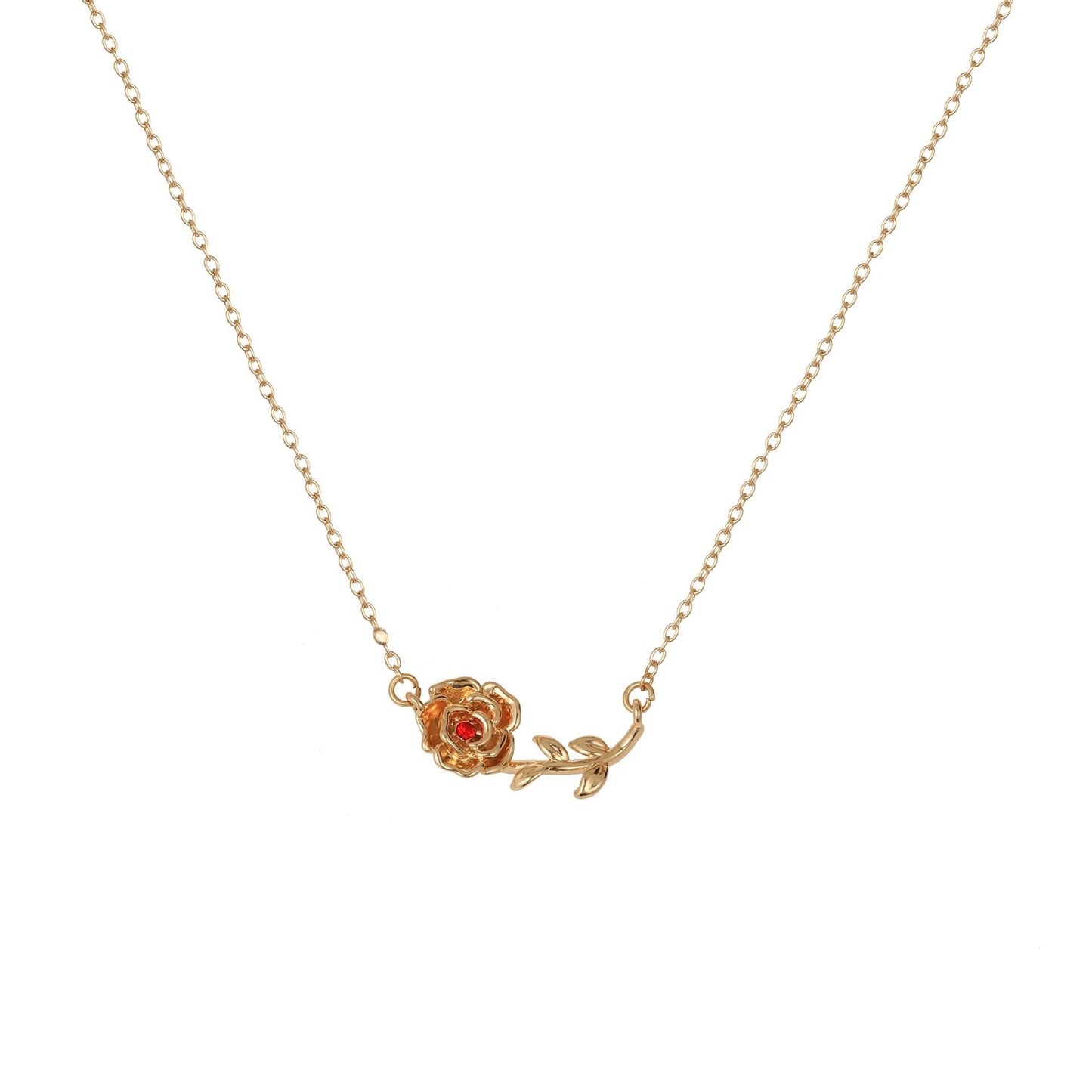 December Birthstone Pendant 3D Decorative Flower Pendant Necklace Gold-Plated Sweater Chain