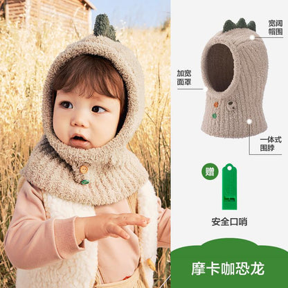Velvet Feel One-Piece Hat Baby Hat Boys Girls Autumn Winter New Kindergarten Cute Infant Hat Class A