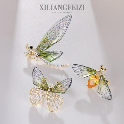 Sparkling Acrylic Transparent Wings Dragonfly Brooch Clothing Accessories Butterfly Corsage Bee Pin