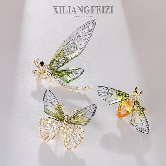 Sparkling Acrylic Transparent Wings Dragonfly Brooch Clothing Accessories Butterfly Corsage Bee Pin