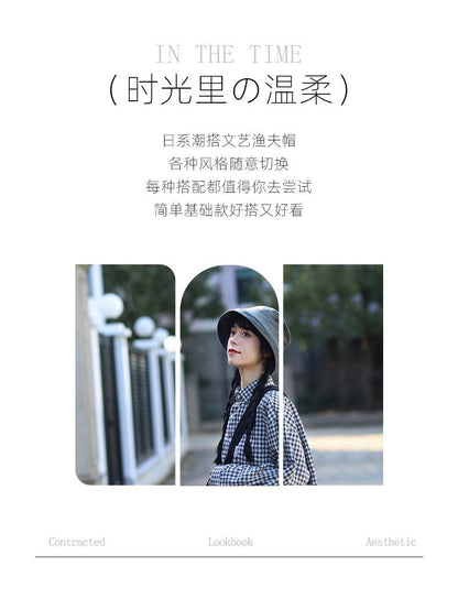Sun Hat for Women Simple Versatile Fisherman Hat In Stock Japanese Style Large Head Circumference Sun Hat Korean Trendy Brand Wide Brim Hat