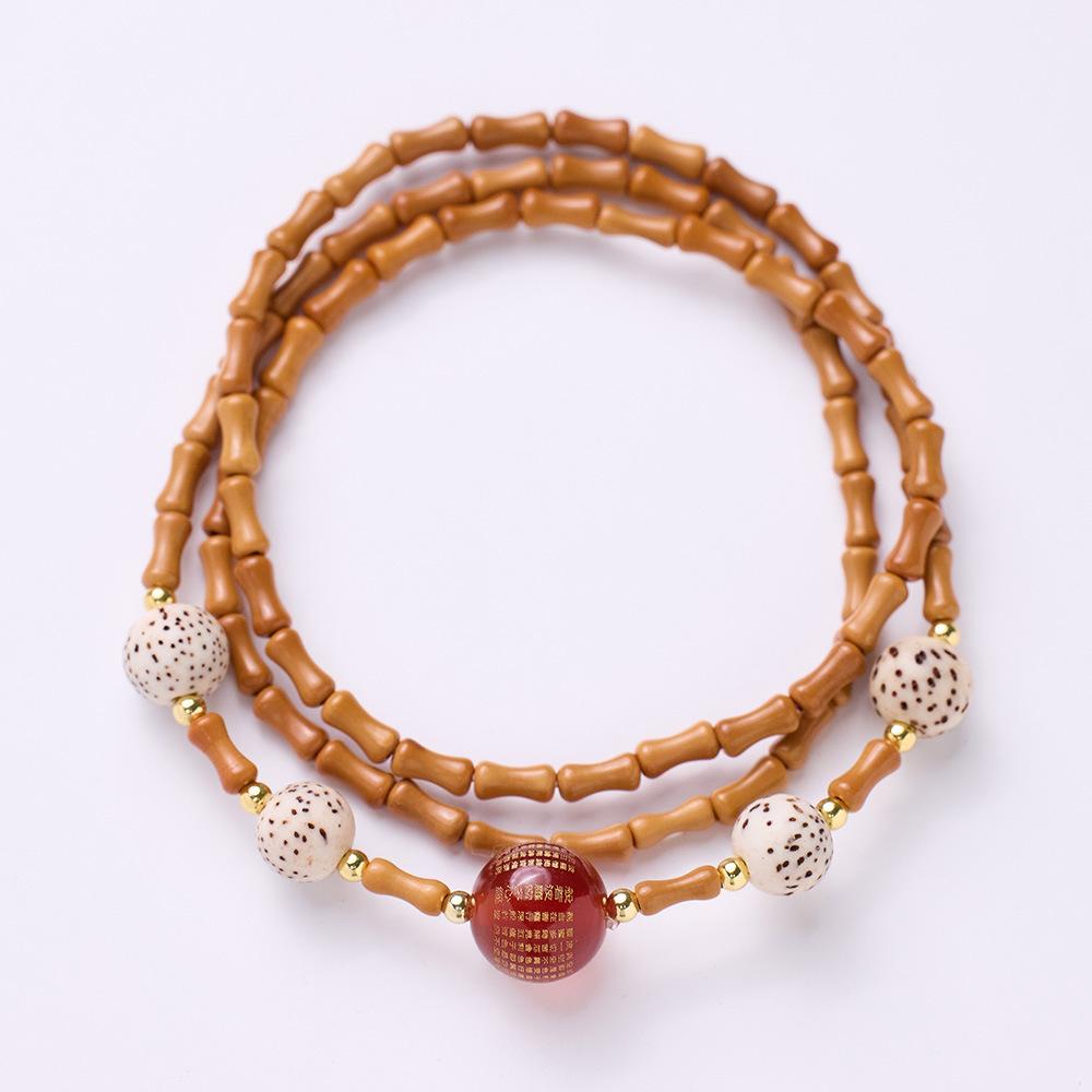 Nanhong Dream Bamboo Knot Olive Stone Bracelet Star Moon Bodhi Red Agate Heart Sutra Three-Circle Multi-Treasure Bracelet