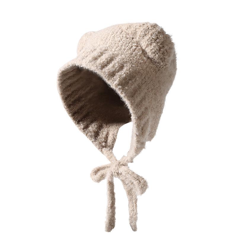 Autumn and Winter Cute Bear Parent-Child Knitted Hat Warm Ear Protection Wool Hat Korean Version Fluffy Cold-Proof Outdoor Hat