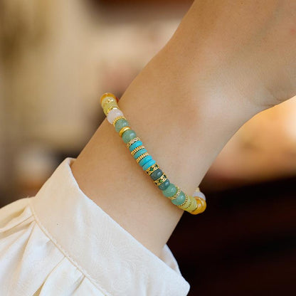 Natural Dopamine Natural Stone Bracelet for Women Rainbow Gold Diamond Multi-Gemstone High-End Texture Friendship Bracelet