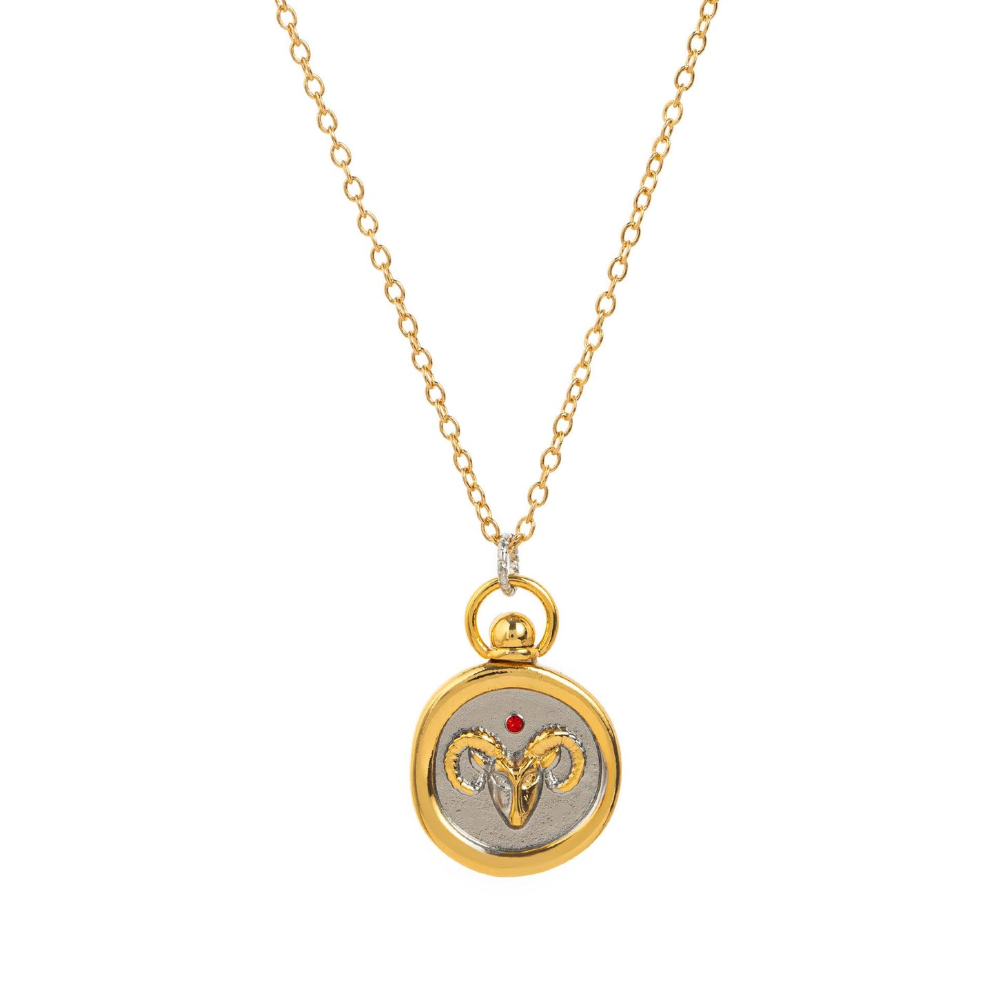 European and American 12 Zodiac Sign Stamp Color Retention Casting Plated 18K Gold Contrast Pendant Necklace for Women Twelve Zodiac Sign Necklace