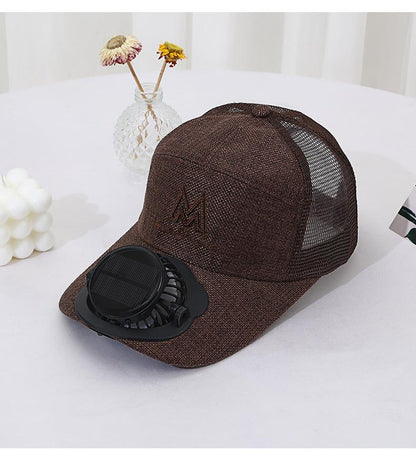 Adult Summer Solar Charging Fan Hat Men and Women Mesh Breathable Mesh Hat Casual Outdoor Extended Brim Sun Hat