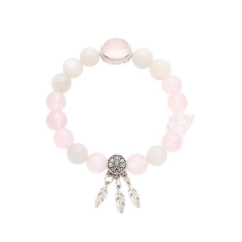 Original Design Natural 10MM Rose Quartz Bracelet for Women S925 Silver Wealth Tree Leaf High-End Crystal Bracelet