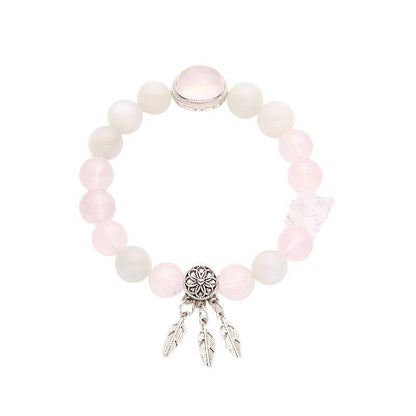 Original Design Natural 10MM Rose Quartz Bracelet for Women S925 Silver Wealth Tree Leaf High-End Crystal Bracelet