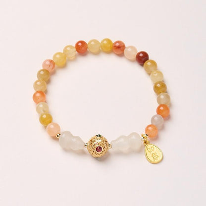 Natural 6MM Gold Silk Jade Bracelet for Women New Chinese Style Gourd Vintage High-end Jade Bracelet