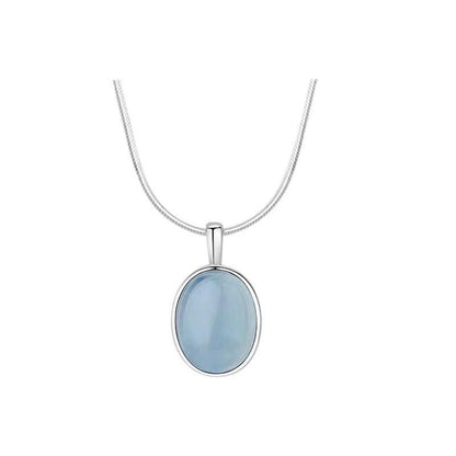 S925 Aquamarine Pendant Sterling Silver Necklace Women's High-Grade Non-Fading Summer Ins All-Matching Light Luxury Minority Ornament