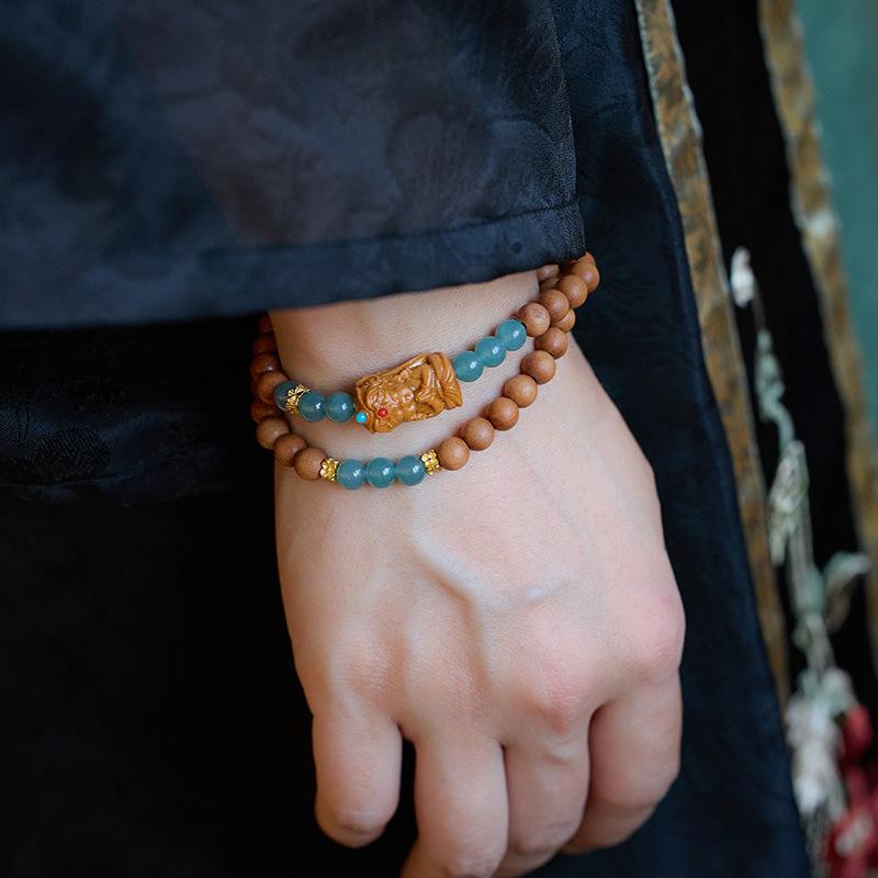 Natural Blue Water Jade Bracelet for Women Zakira Ram Milk Fragrance Barbie Sandalwood Cultural Play Bracelet