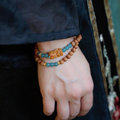 Natural Blue Water Jade Bracelet for Women Zakira Ram Milk Fragrance Barbie Sandalwood Cultural Play Bracelet