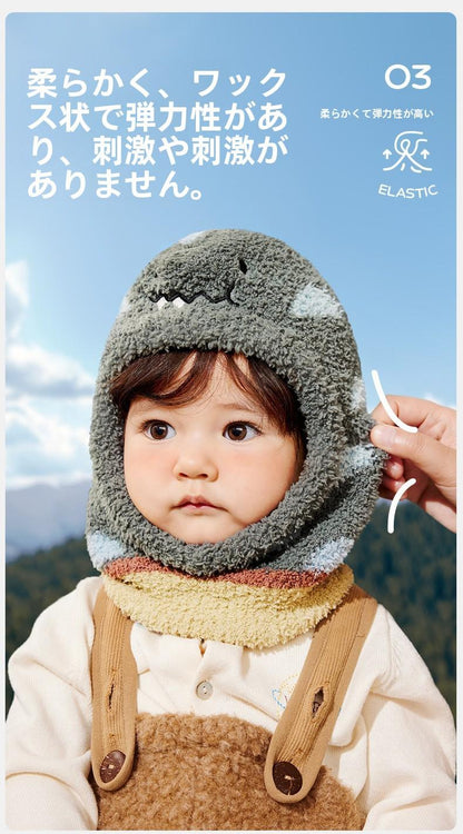 Baby Hat Autumn Winter Children Scarf Warm Integrated Baby Pullover Boys Girls Windproof Ear Protection Hat