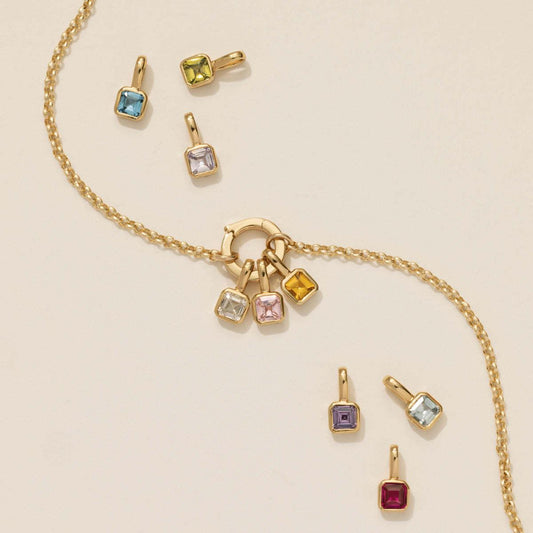Titanium Steel Color Retention Colorful 12 Birthstone Pendant DIY Accessories Women Twelve Birthstone Cubic Zirconia Pendant Clavicle