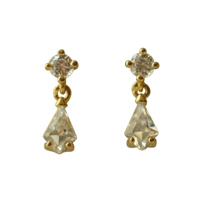 S925 Sterling Silver 14K Gold Plated Mini Earrings for Women Japanese Retro Versatile Commuting Simple Personality Temperament