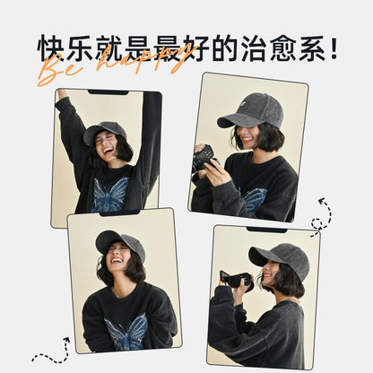 Spring Summer Hat Women Outdoor Sun Protection Baseball Cap Men Original Retro Embroidery Face Slimming Duckbill Cap