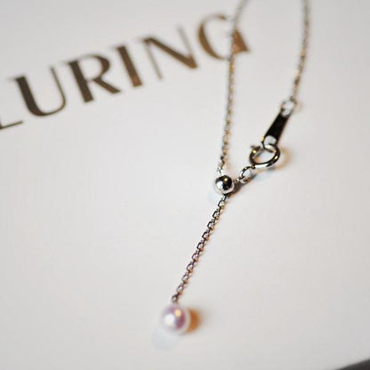 S925 Silver Plated 18K Gold Necklace Mini Pearl Pendant Collarbone Chain Adjustable Minimalist Versatile