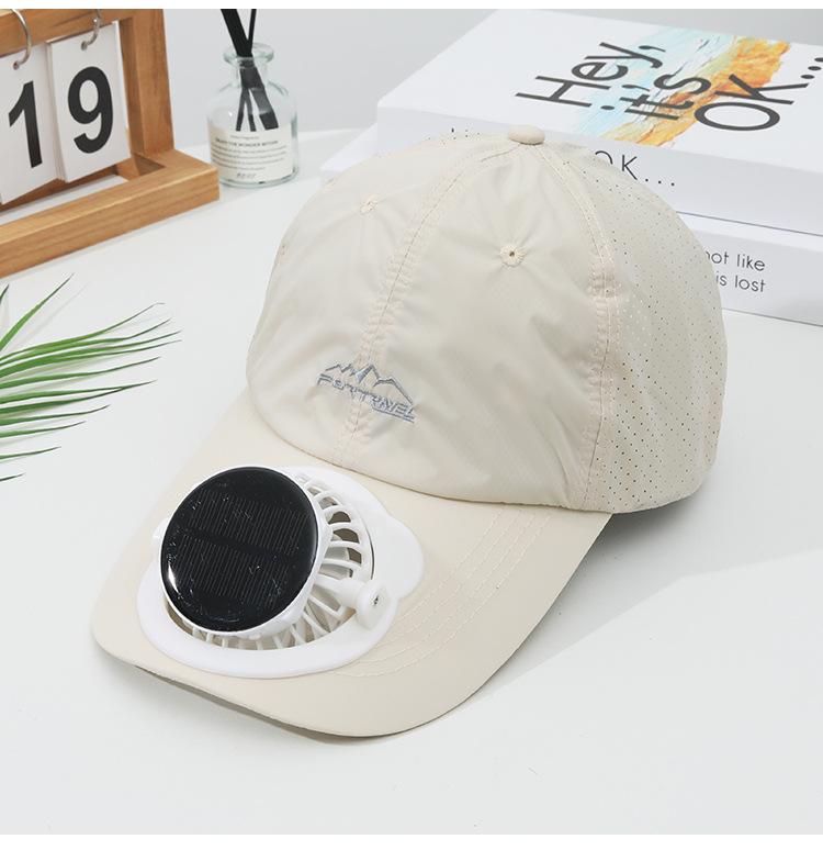 Summer Solar Charging Digital Display Fan Outdoor Quick-Dry Sunshade Sun Protection Wide Breathable Brim Hat Baseball Cap