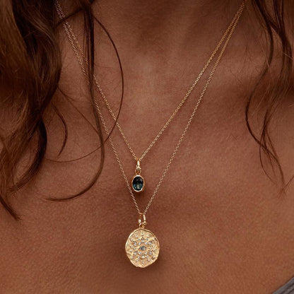Artistic Retro Free DIY Custom Twelve Birthstone Necklace for Women Family Birthday Gift Collarbone Chain