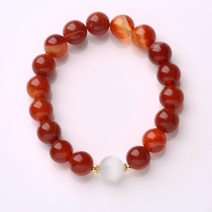 Natural Red Agate Bracelet for Women Cat's Eye Stone Beaded Bracelet Red Striped Agate Bracelet Best Friend Gift