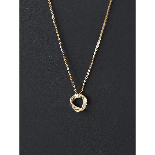 All-over S925 Sterling Silver Gold-plated Necklace for Women Mobius Elegant Versatile Pendant Beautiful Simple Collarbone Chain