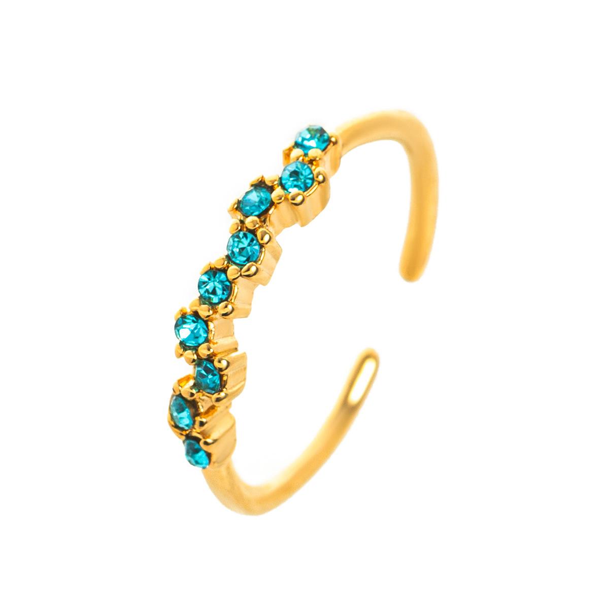 Titanium Steel European and American Style Colorful Zircon December Birthstone Ring Plain Band Ring December Birthstone Color Retention