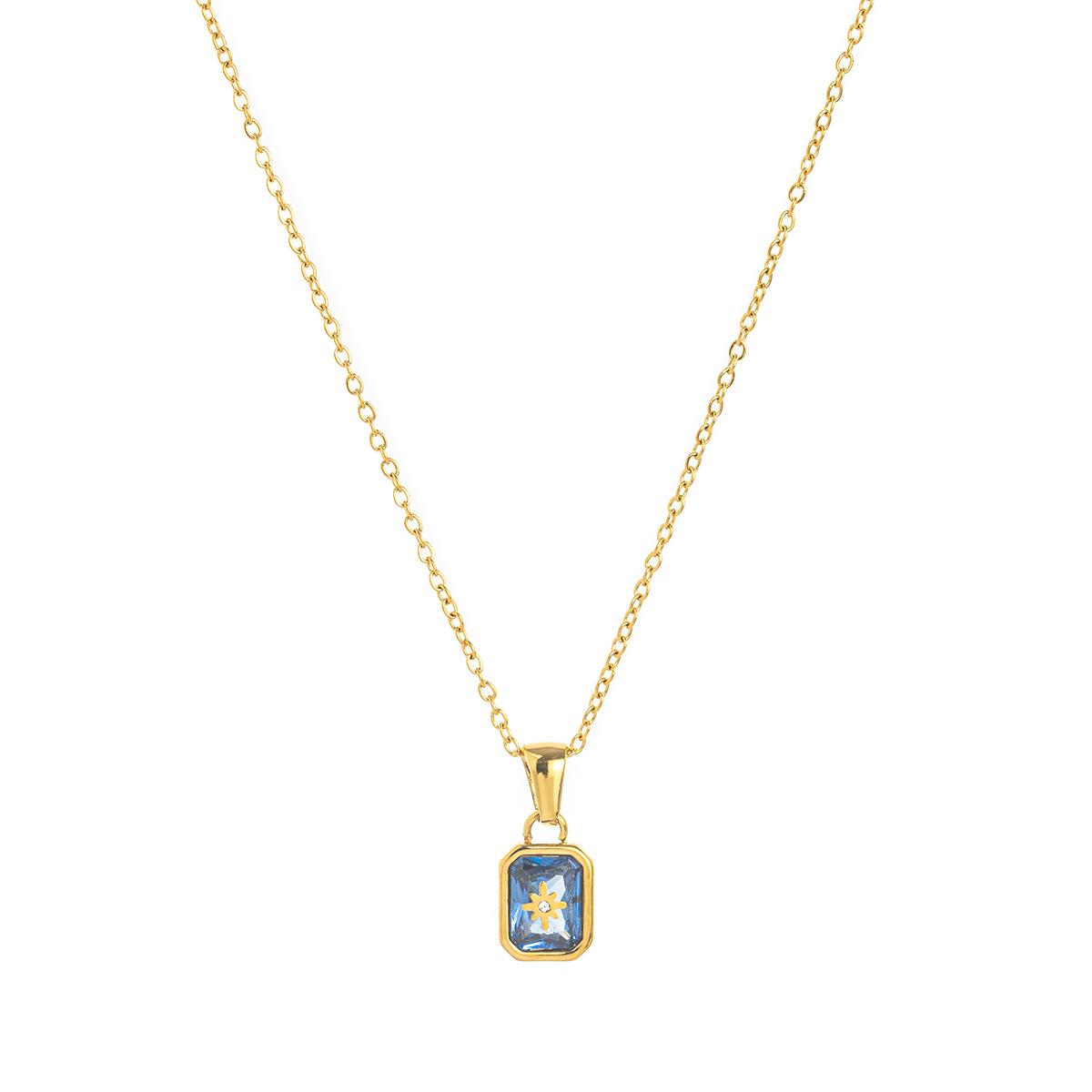 Titanium Steel High Color Retention European and American New North Star Birthstones Necklace 12 Birthday Crystal XINGX Clavicle Pendant Necklace