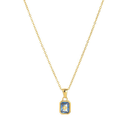Titanium Steel High Color Retention European and American New North Star Birthstones Necklace 12 Birthday Crystal XINGX Clavicle Pendant Necklace