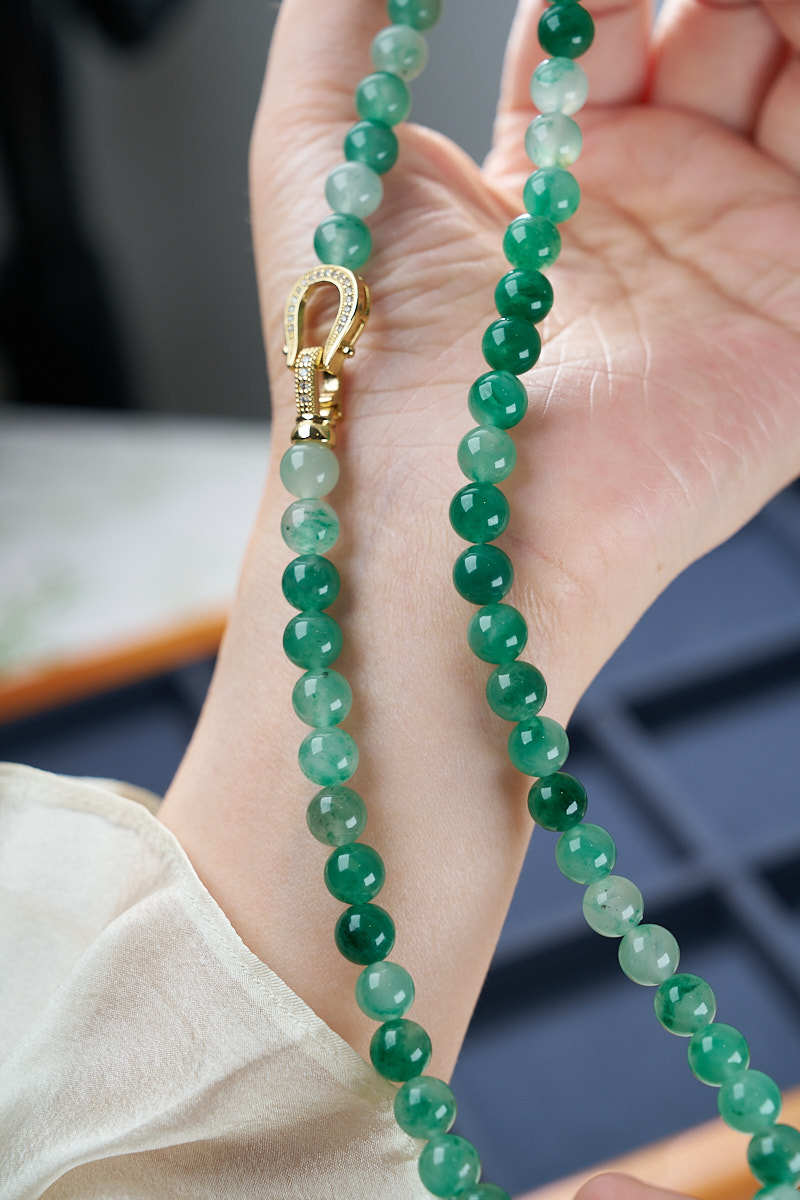 Natural 8MM African Jade Bracelet Neon Jade Necklace Earrings Bracelet Festival Chinese Style Gift
