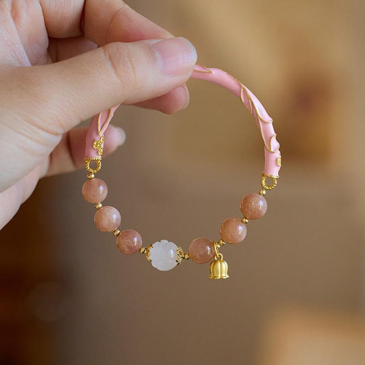 Xianji Same Style Half-Life Natural Sunstone Bracelet for Women Lily of the Valley Ruyi Half Bracelet Best Friend Gift